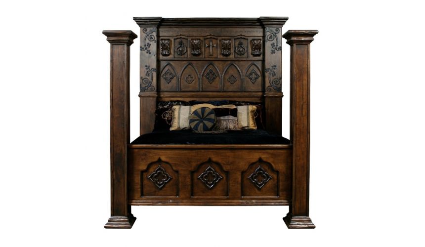 Gothic High Style Bed End Bedroom Set, Gothic Queen Bed Frame