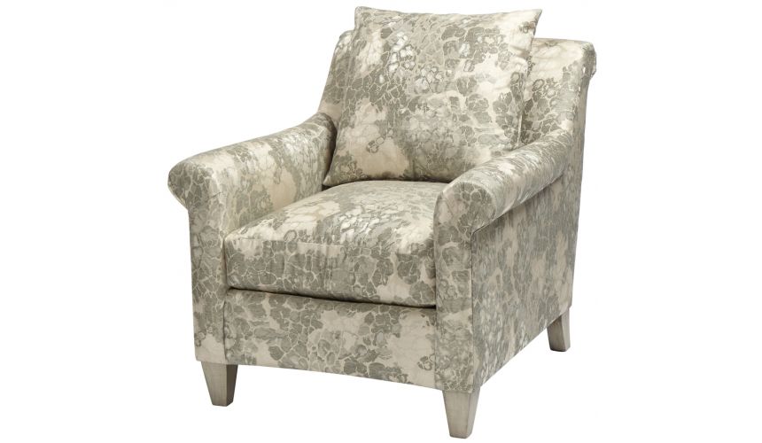 Luxury Leather & Upholstered Furniture Patterned Upholstered Arm Chair