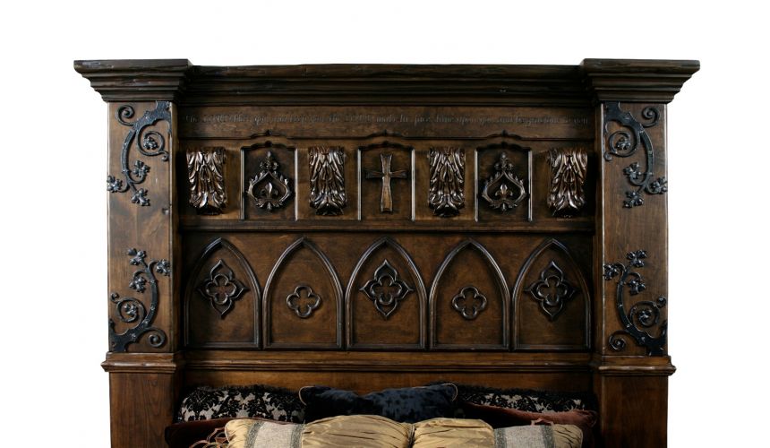 Gothic High Style Bed End Bedroom Set, Gothic California King Bed