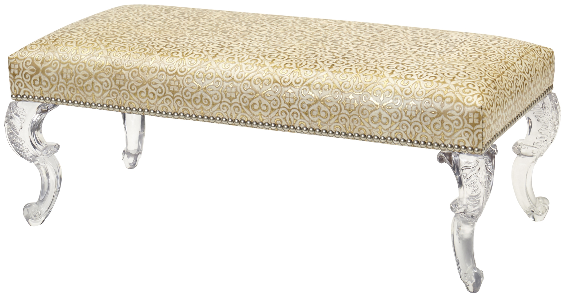 Luxury Leather & Upholstered Furniture Leather Upholstered Bench with beautifully curved legs