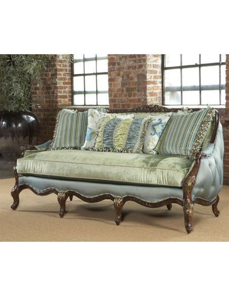 Tufted loveseat, sofa, chair, leather, fabric
