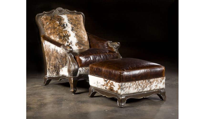 Luxury Leather & Upholstered Furniture Hair Hide Chair, Western Style Furnishings