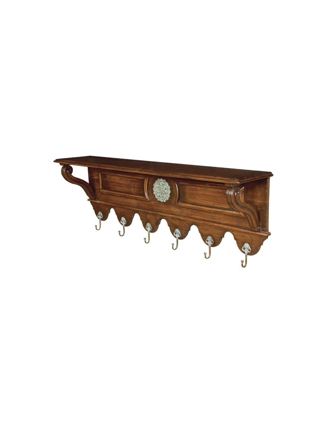 Hat rack with brass hangers