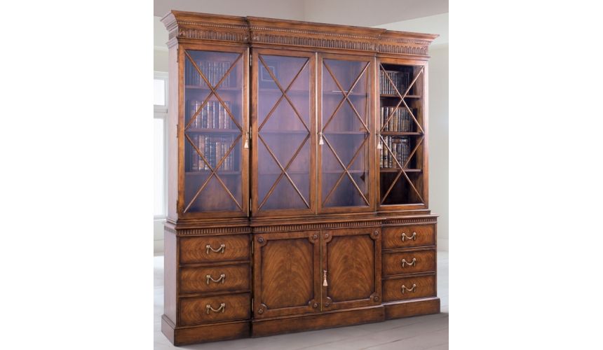 Breakfronts & China Cabinets High end dining room furniture, mahogany breakfront bookcase