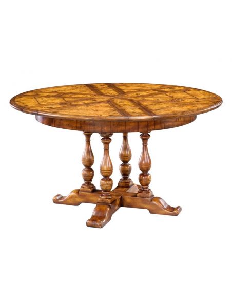 High end dining room furniture solid walnut round dining table. 80-17