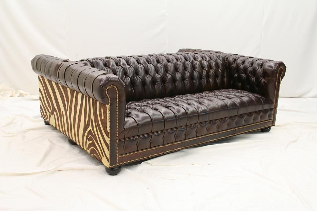 High End Furniture Tufted Double Sided, Crocodile Leather Couch