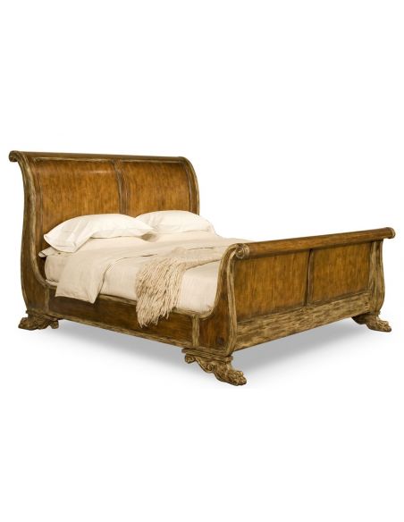 High End Bedroom furniture.  Walnut Wood Sleigh Bed