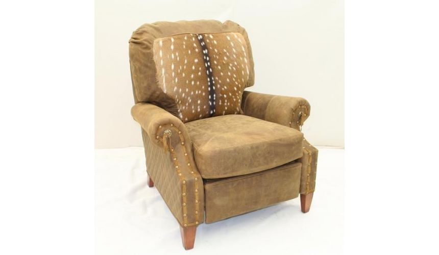 MOTION SEATING - Recliners, Swivels, Rockers High quality furnishings, Fawn hair hide leather recliner