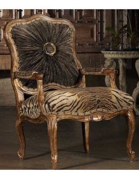 CHAIRS, Leather, Upholstered, Accent High style Tiger print chair. 230