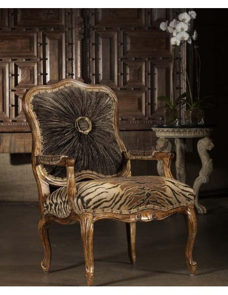 CHAIRS, Leather, Upholstered, Accent High style Tiger print chair. 230