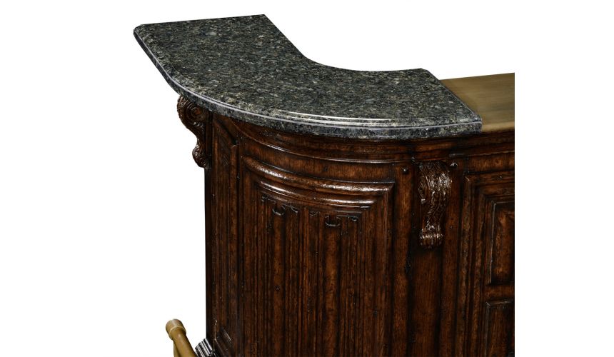 Home Bar Furniture Home bar. Oak wood, granite top with brass rail