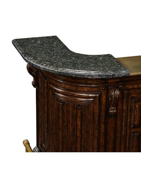 Home Bar Furniture Home bar. Oak wood, granite top with brass rail