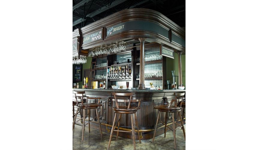 Home Bar Furniture Home bar. Oak wood, granite top with brass rail