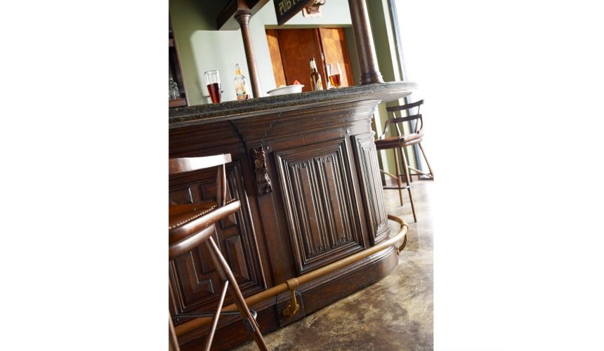 Home Bar Furniture Home bar. Oak wood, granite top with brass rail and canopy