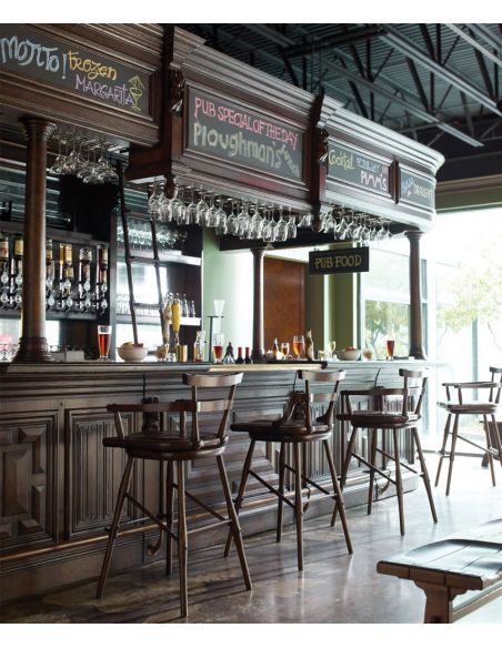 Home Bar Furniture Home bar. Oak wood, granite top with brass rail and canopy