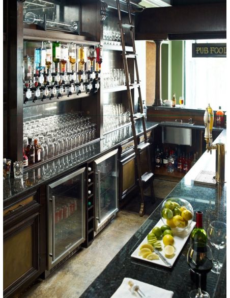 Home Bar Furniture Home bar. Oak wood, granite top with brass rail and canopy