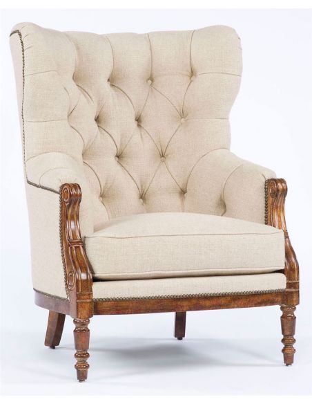 Home furnishings, sleek tufted accent chair. 70