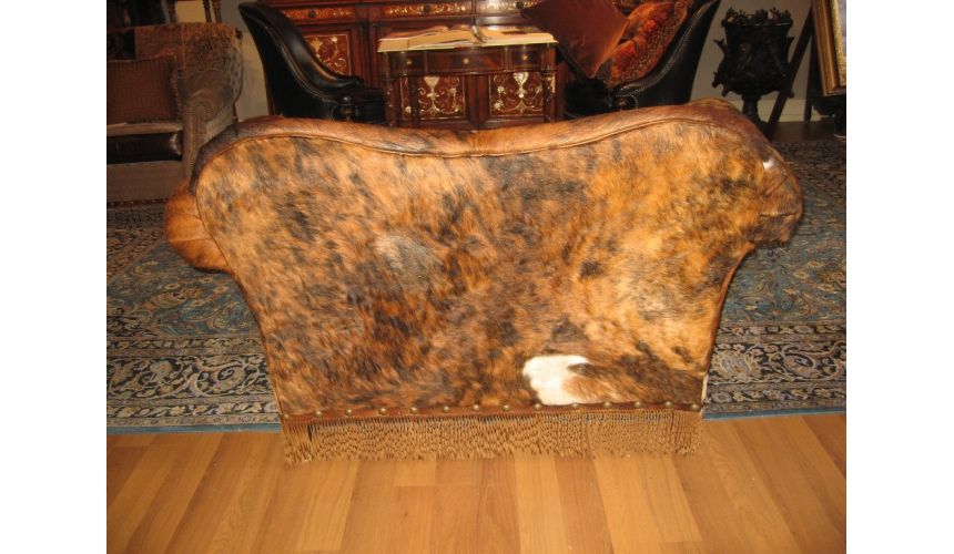 Luxury Leather & Upholstered Furniture Hunting lodge furniture, hair hide and twisted leather fringe, chair