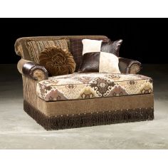 SETTEES, CHAISE, BENCHES Trendy Ikat fabric with leather Chaise