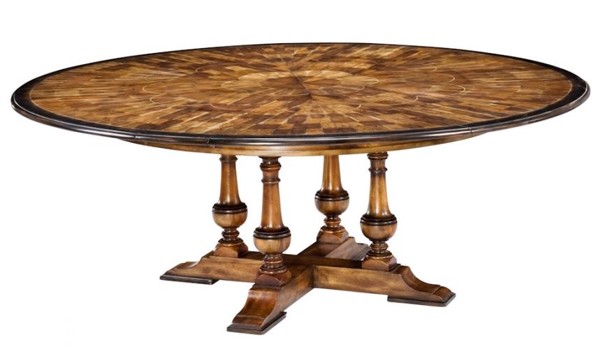 Dining Tables 24 Jupe table with self storing leaves, Oyster Veneer Inlay.