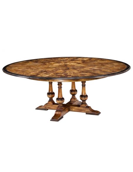 Dining Tables 24 Jupe table with self storing leaves, Oyster Veneer Inlay.