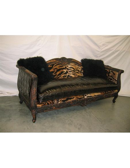 King Of The Jungle Room tiger and embossed leather Sofa