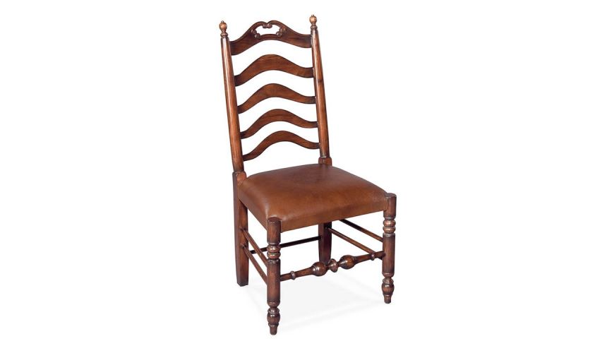Dining Chairs Ladderback Side Chair Walnut with Leather