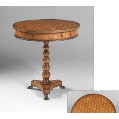 Round & Oval Side Tables Occasional-table-parquetry-w-brass-feet