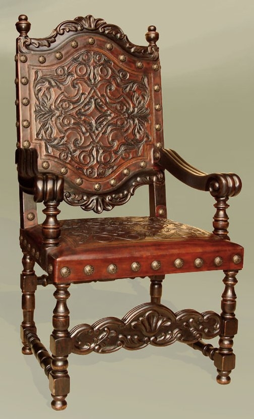 Dining Chairs Rustic Luxury Furniture Renaissance Leather Arm Chair