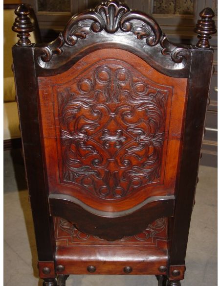 Dining Chairs Rustic Luxury Furniture Renaissance Leather Arm Chair