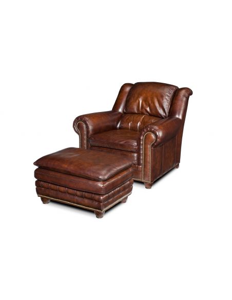 Luxury Upholstered Furniture, Leather Chair and Ottoman