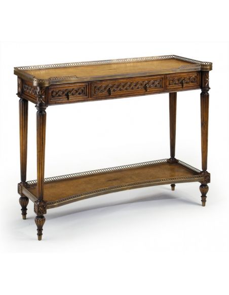 Leather inlay console table. Luxury furniture