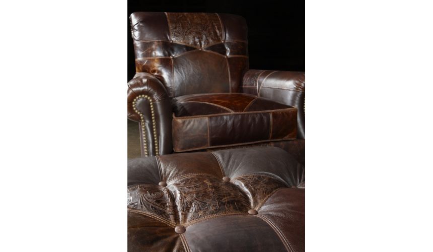 1 Leather patches chair and ottoman, Great looking and great price