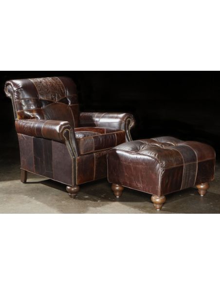 1 Leather patches chair and ottoman, Great looking and great price