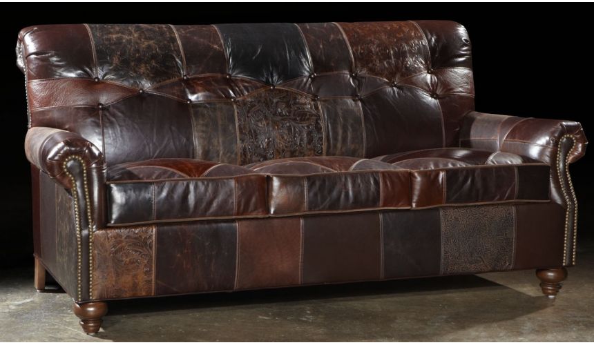 Luxury Leather & Upholstered Furniture 1 Leather patches chair and ottoman, Great looking and great price