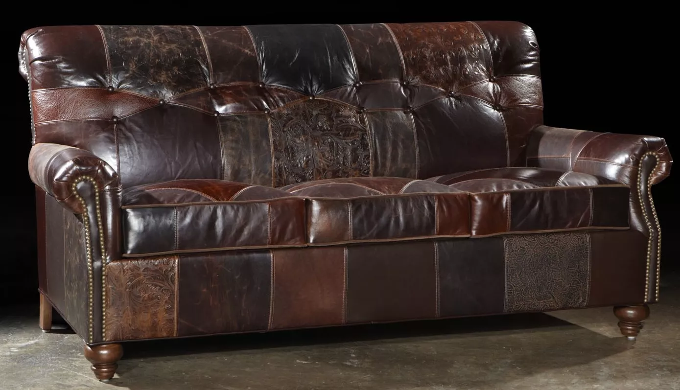 1 Leather Patches Sofa Usa Made Great Looking And Great Price