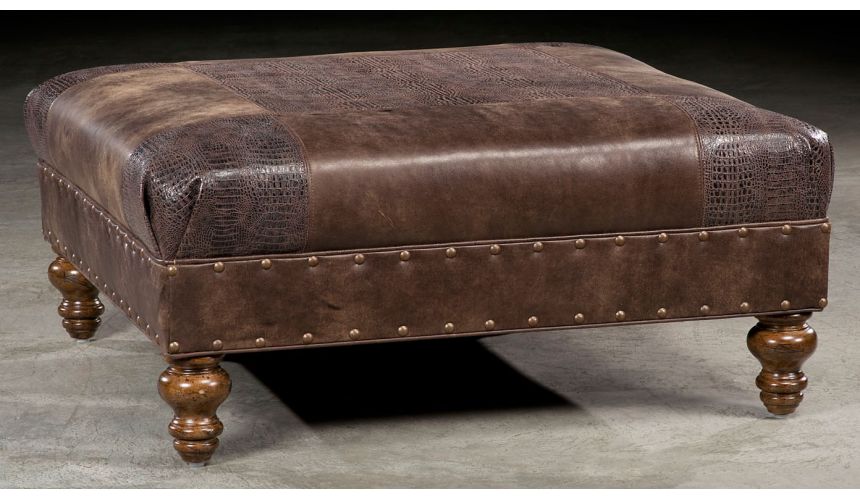 Luxury Leather & Upholstered Furniture Leather quare ottoman. 823