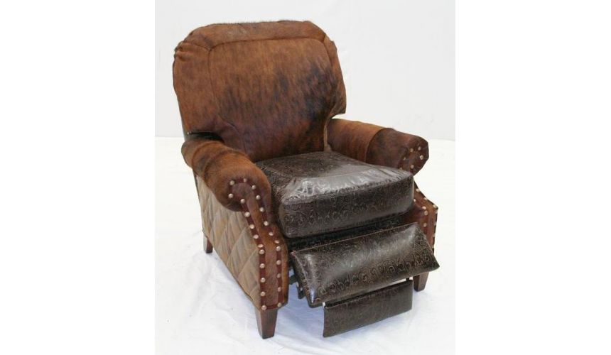 Leather And Hair Hide Recliner Chair, Leather Club Chair Recliner