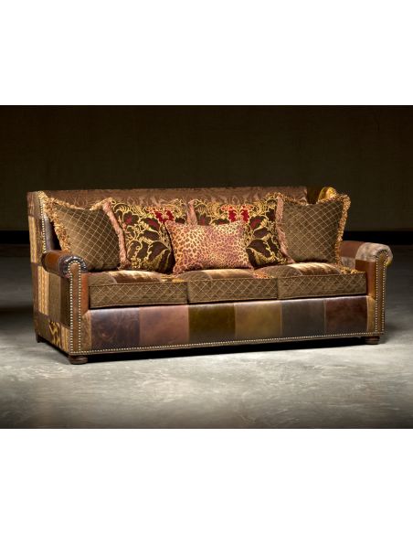 Leather Sofa in Patches, High End Furnishings