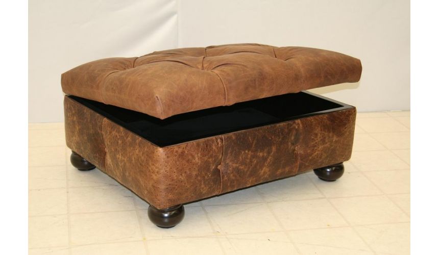 Luxury Leather & Upholstered Furniture Leather Storage Ottoman 85-02