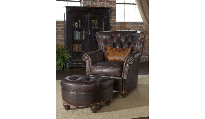 leather library chair and ottoman