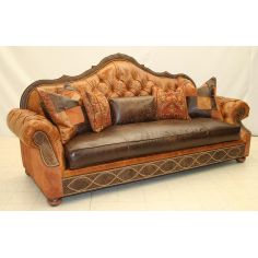 Leather tufted sofa