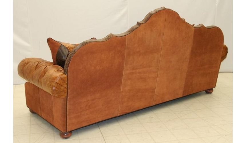 Leather tufted sofa