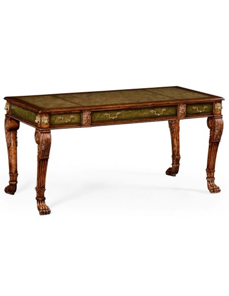Lions paw carved walnut writing table, Desk.