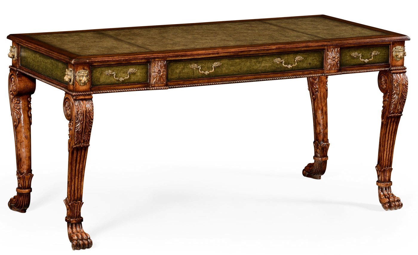 Executive Desks Lions paw carved walnut writing table, Desk.