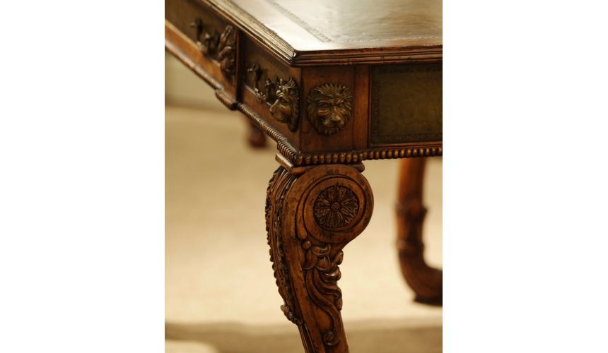 Executive Desks Lions paw carved walnut writing table, Desk.