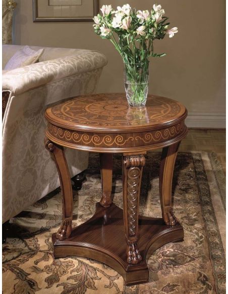 Furniture Masterpieces Fine marquetry work on this round side table