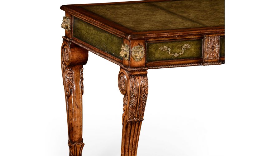 Executive Desks Lions paw carved walnut writing table, Desk.