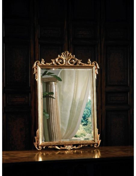 LM0172 labarge mirrors Rectangular mirror with carved shell in antique gold