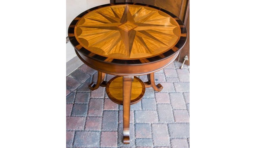 Round & Oval Side Tables Carved Inlay Round Pedestal Table